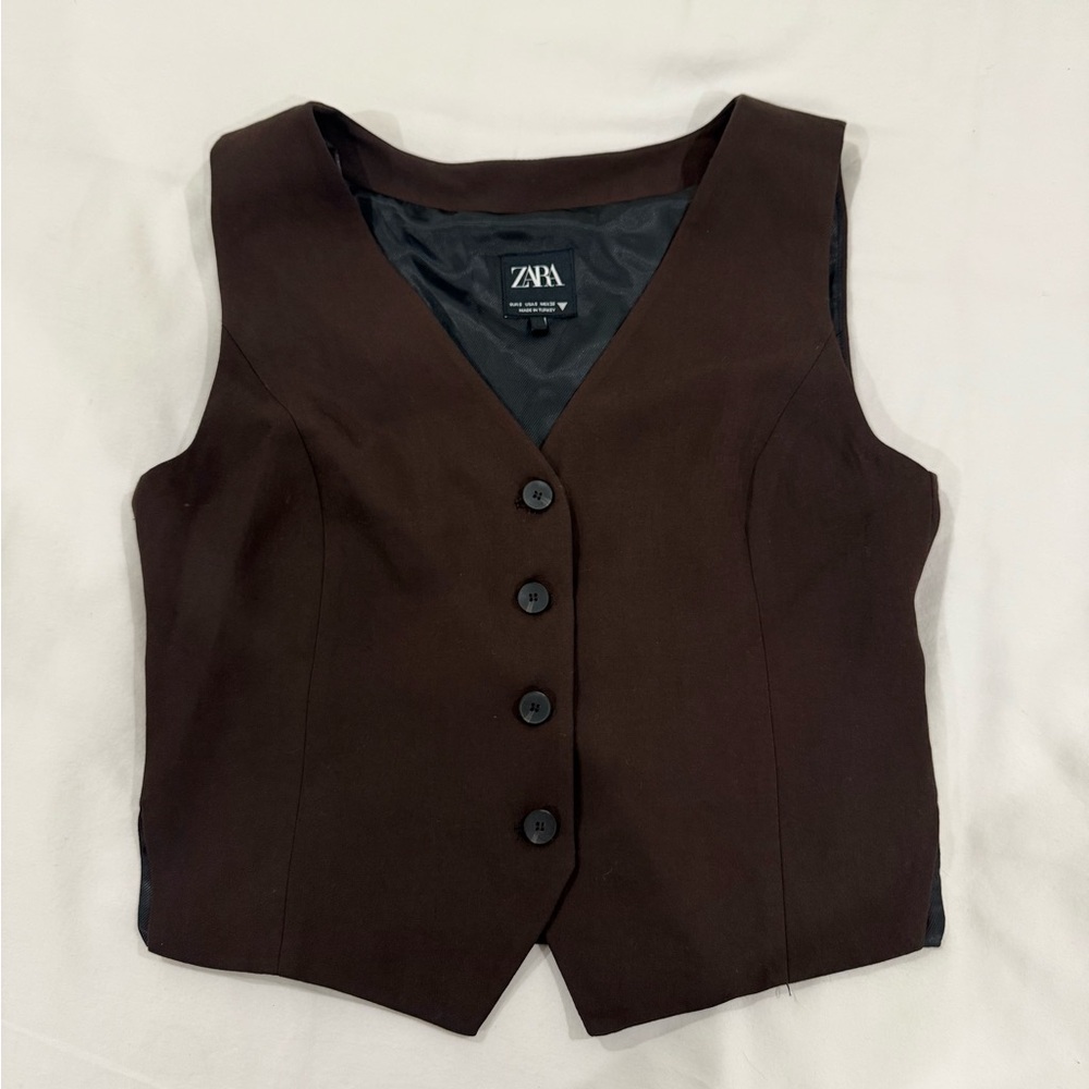 Zara Dark Brown Sleeveless Vest
